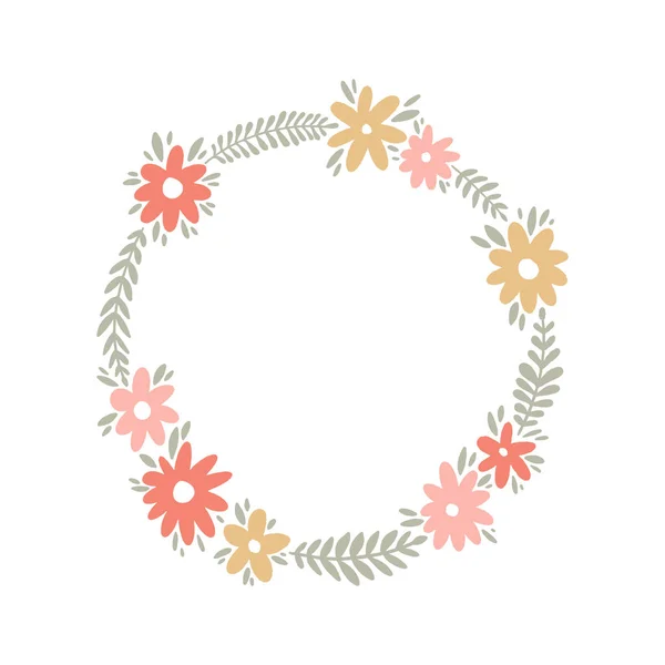 Cadre Floral Pastel Habillement Pépinière Élégant Dessiné Main Illustration Vectorielle — Image vectorielle