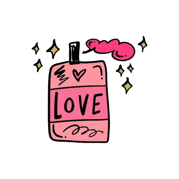 Love Bottle Spray Doodle Art Good Shirts Postcards Stickers Vector — Stock Vector