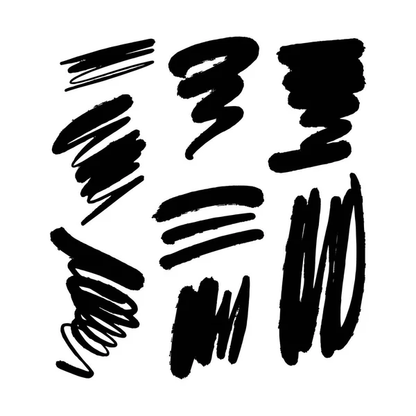 Pointes Pinceau Vecteur Encre Noire Simples Lignes Enchevêtrées Eléments Vectoriels — Image vectorielle