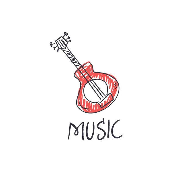 Musik Festival Vektor Illustration Gitarrenkunst Und Schriftzug Text Handgezeichnetes Banner — Stockvektor