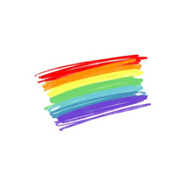 LGBT bayrak vektör. Gökkuşağının renkleri elle çizilmiş. Özgürlük kavramı.