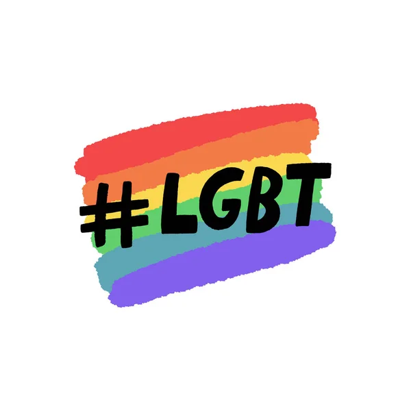 Drapeau Lgbt Vecteur Hastag Couleurs Dessinées Main Arc Ciel Concept — Image vectorielle