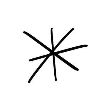 Vektör, küçük resim. Yıldız veya kar tanesi çizim, stilize basit dekor, komik guaş kroki, t-shirt ve tekstil, desen ve diğer, öğe için baskı aracı dizayn.