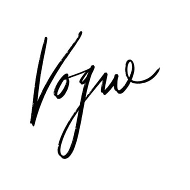 Vogue yazı metin. Moda kartpostal veya afiş. Vektör ve jpg resim, küçük resim.