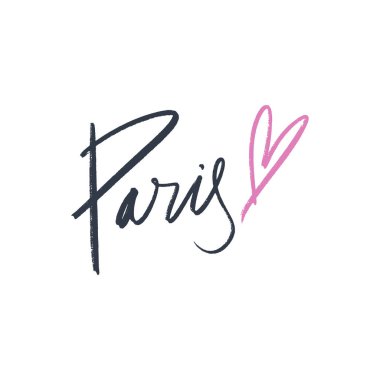 Paris yazı metin. Moda kartpostal veya afiş. Vektör ve jpg resim, küçük resim.