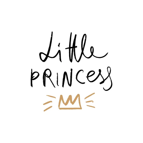 Ручна Листівка Дитячої Принцеси Концепція Казки Написи Стильний Дівчина Друкує — стоковий вектор