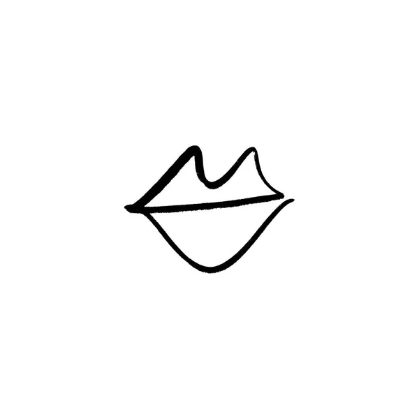 Wektor Symbol Podkreślone Usta Ręką Logo Obraz Etykieta Nadruk Odzieży — Wektor stockowy