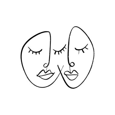 Hat sanat ikizler yüzler portre. Şık moda giyim, Tekstil ve diğer için yazdırma