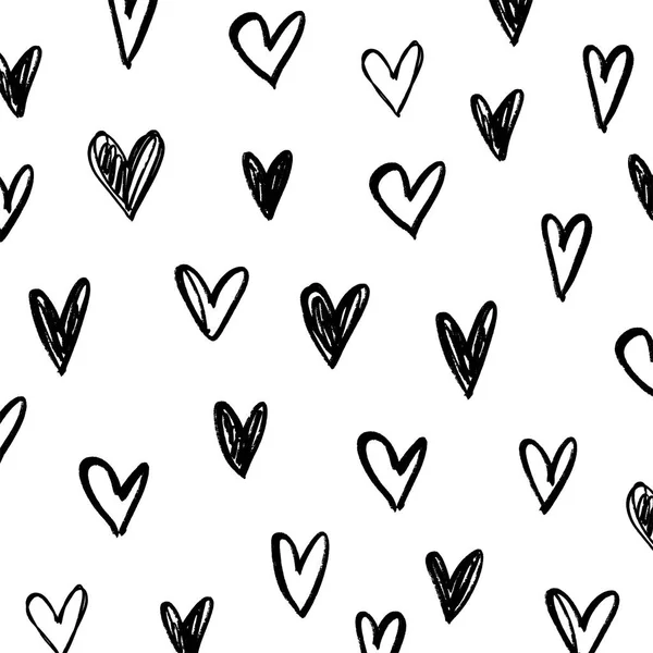 Kartáč Ruční Nakreslené Monochromatický Srdce Vzor Téma Valentýn Sada Prvků — Stockový vektor