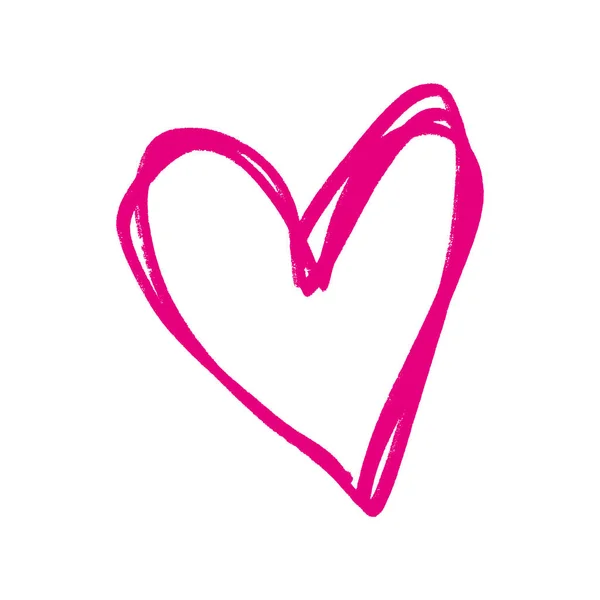 心臓形状ブラシ フレーム ピンク インク筆塗装します 白い背景の上の隔離された図 — ストックベクタ