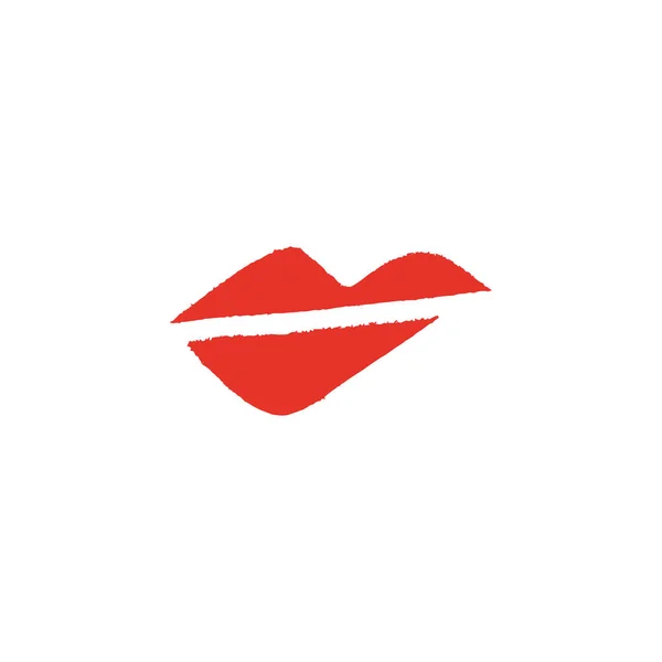 Векторна Рука Намальована Червоними Губами Символ Щітки Лілій Логотип Картина — стоковий вектор
