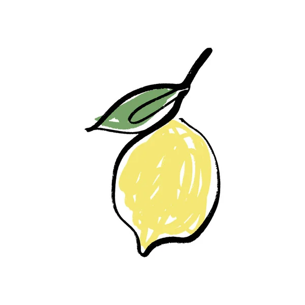 Vector lemon one line art logo in color. Icon, label