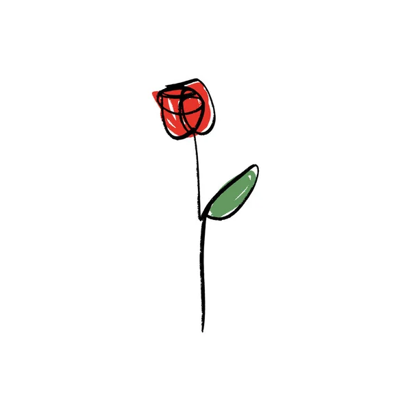 Минималистский Рисунок Цветочных Роз Однолинейное Искусство Цветом — стоковый вектор
