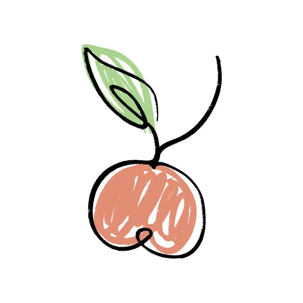 Vektor Lucu Apple Satu Baris Logo Seni Dalam Warna Ikon - Stok Vektor
