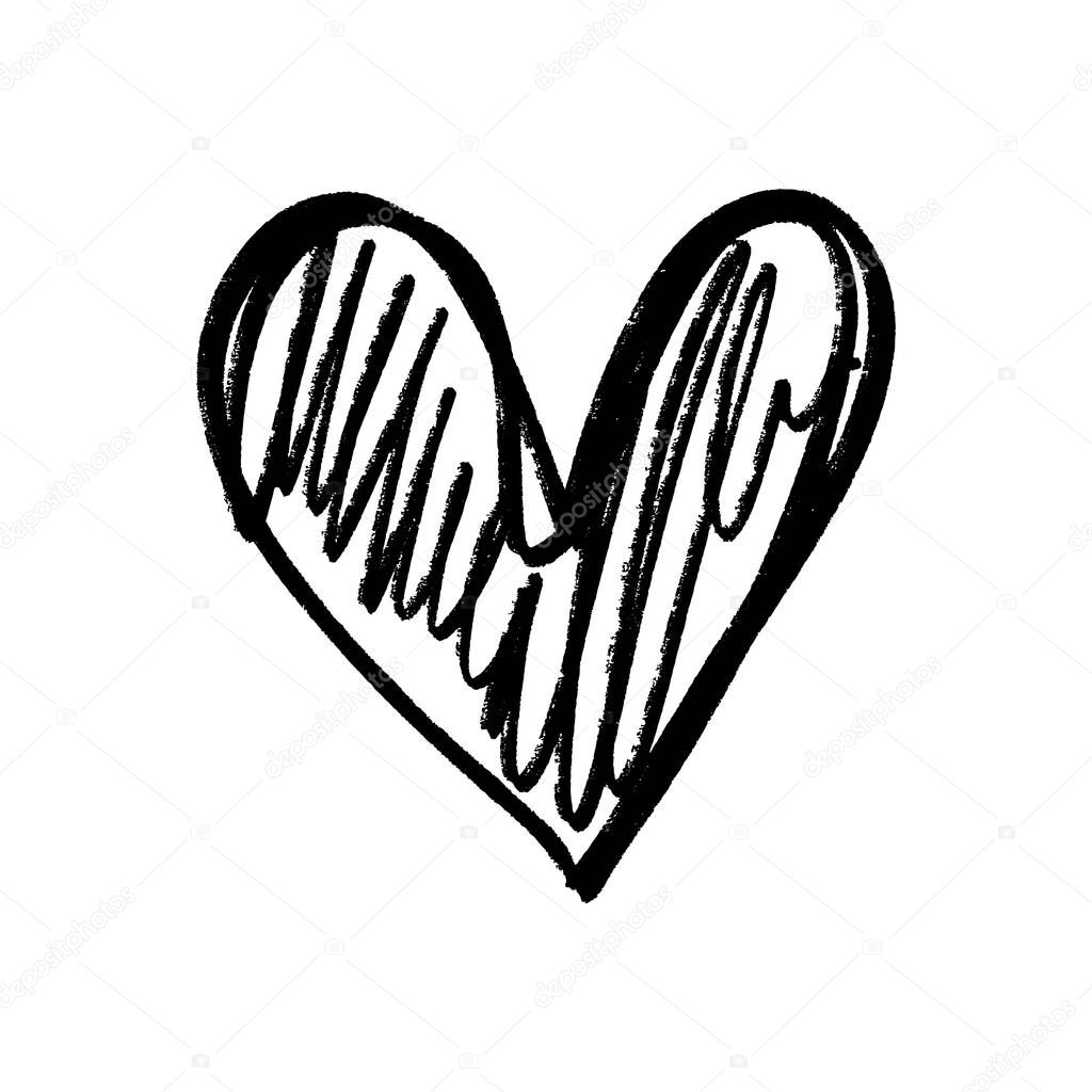 Heart shape love grunge style icon, Valentines Day postcard element