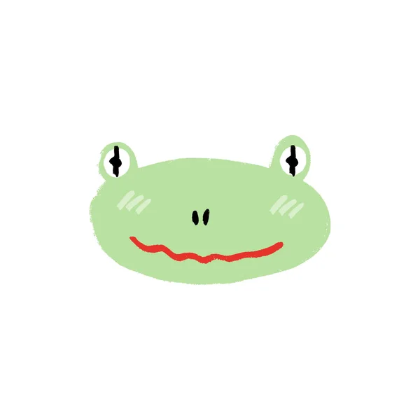 緑のカエル アイコン落書き顔記号です ポスター カード 服や文房具の良い — ストックベクタ