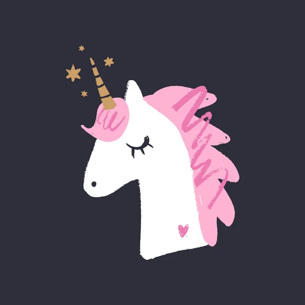 Wajah Unicorn Yang Indah Ilustrasi Gaya Bayi Cetakan Unik Untuk - Stok Vektor