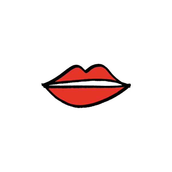 Una Línea Labios Rojos Símbolo Boceto Logotipo Imagen Etiqueta Impresión — Archivo Imágenes Vectoriales