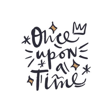 Kreş metin afiş. Bir zamanlar yazı. İskandinav tarzı sanat. Hediye kartı ve çocuk ürünleri için iyi