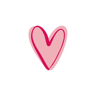 Kalp şekli petrol fırça boya kontur şablon, handdrawn clipart. Beyaz arka plan, logo veya etiket öğesinde illüstrasyon izole. Posterler, kartları, giyim ve Kırtasiye için iyi