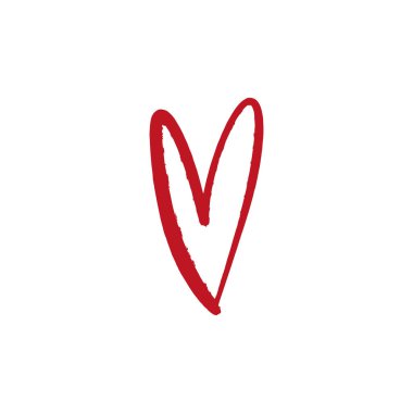 Kalp şekli petrol fırça boya kontur şablon, handdrawn clipart. Beyaz arka plan, logo veya etiket öğesinde illüstrasyon izole. Posterler, kartları, giyim ve Kırtasiye için iyi