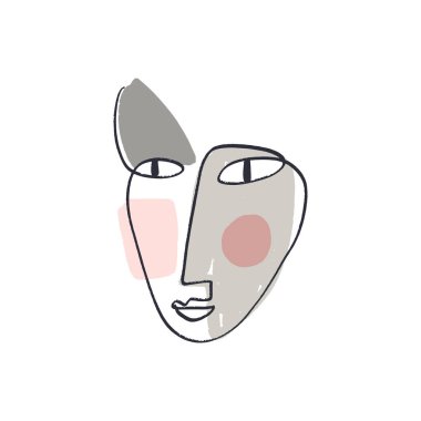 Basit el trendy satır erkek veya kadın portre sanat. Giyim, Tekstil ve diğer için yazdırın. Stilize çizgi sanat llustration, Eps