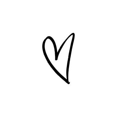 El mürekkep basit sevimli kalp şekil çizin. Aşk sembolü. Logo, etiket, amblem, afiş, kartpostal ve diğer için dekor ögesi