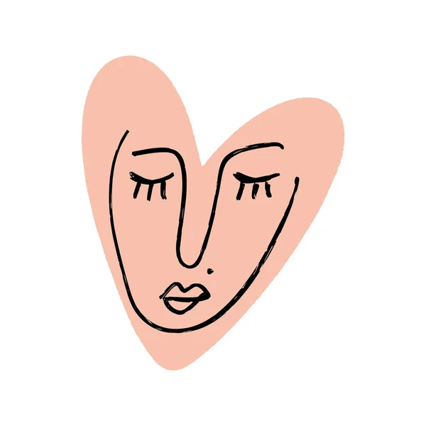 トレンディな行肖像画アート心顔の形 色の服 繊維等の印刷のロゴやラベルの要素 ポスター カード 服や文房具の良い — ストックベクタ