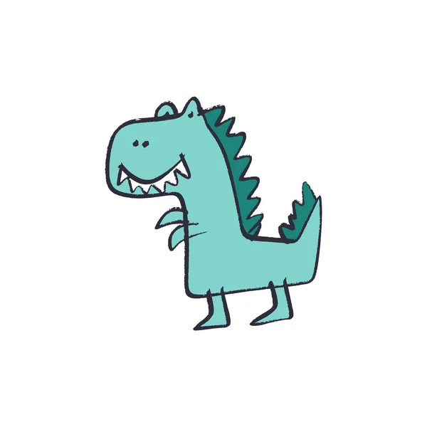 Engraçado Doodle Bonito Bom Tipo Dinossauro Rex Menino Bebê Arte — Vetor de Stock