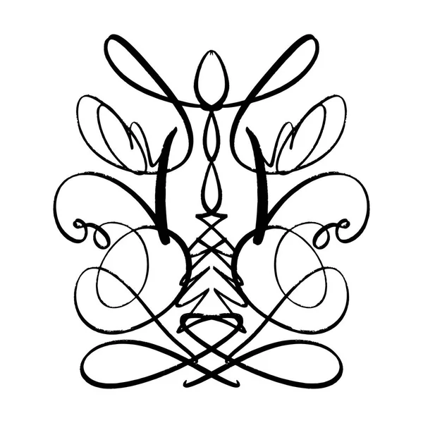 Elegante Kalligrafie Symmetrica Curl Universele Decor Element Hand Getrokken Schets — Stockvector