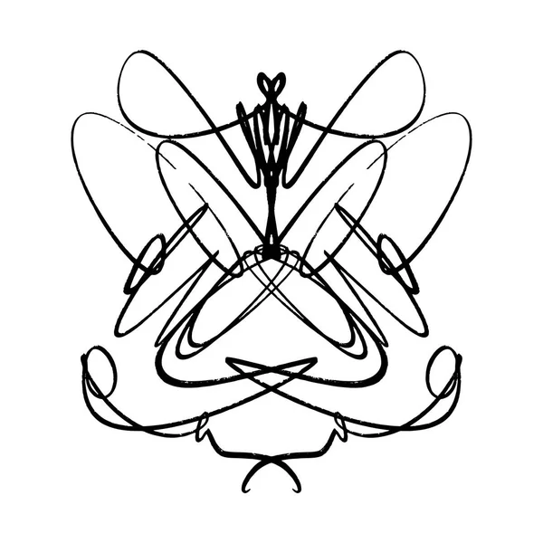 Elegante Kalligrafie Symmetrica Curl Universele Decor Element Hand Getrokken Schets — Stockvector