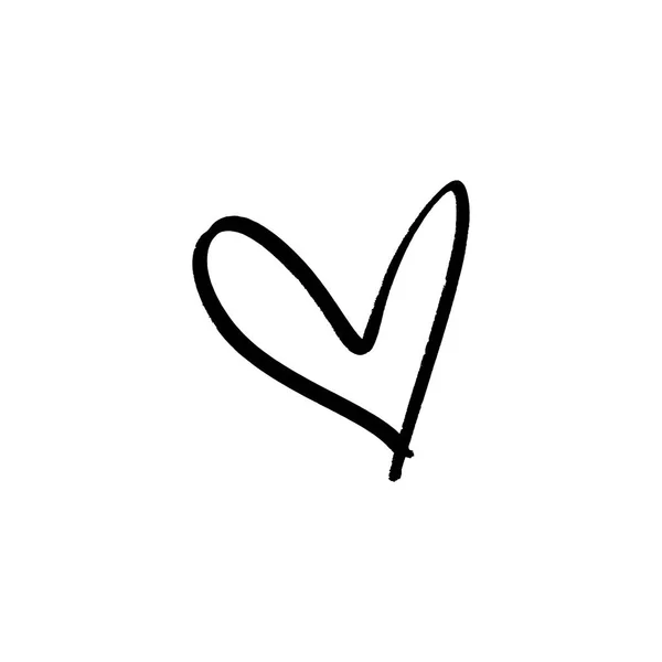 Hand Draw Ink Simple Cute Heart Illustration Love Symbol Decor — Stock Vector
