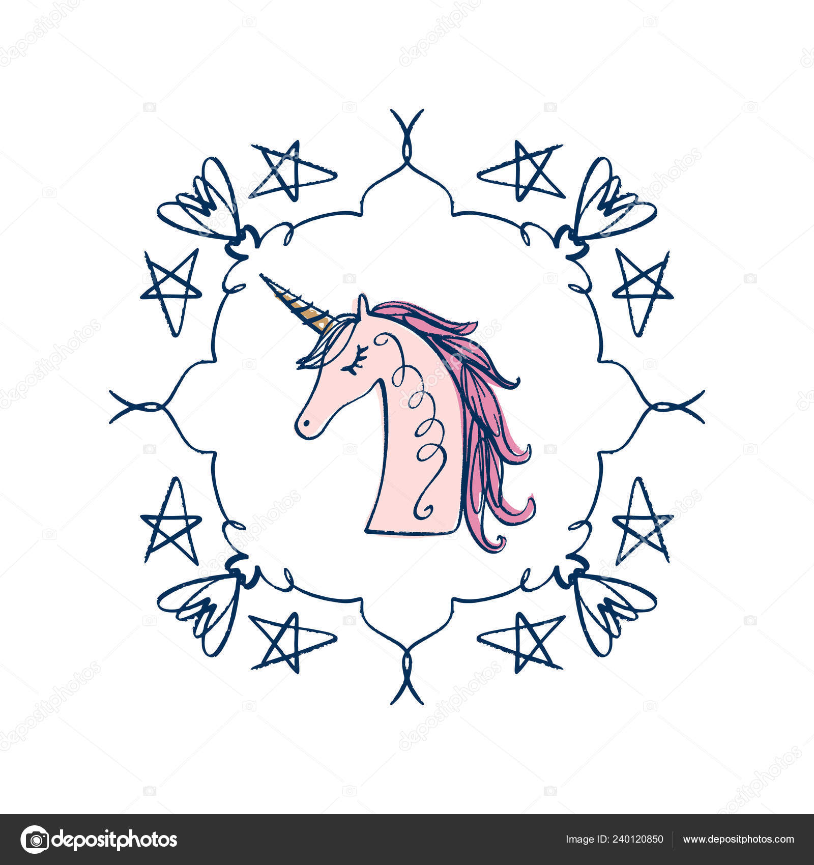 Licorne Dessin Graphisme Textile Impression Shirt Autre Tête