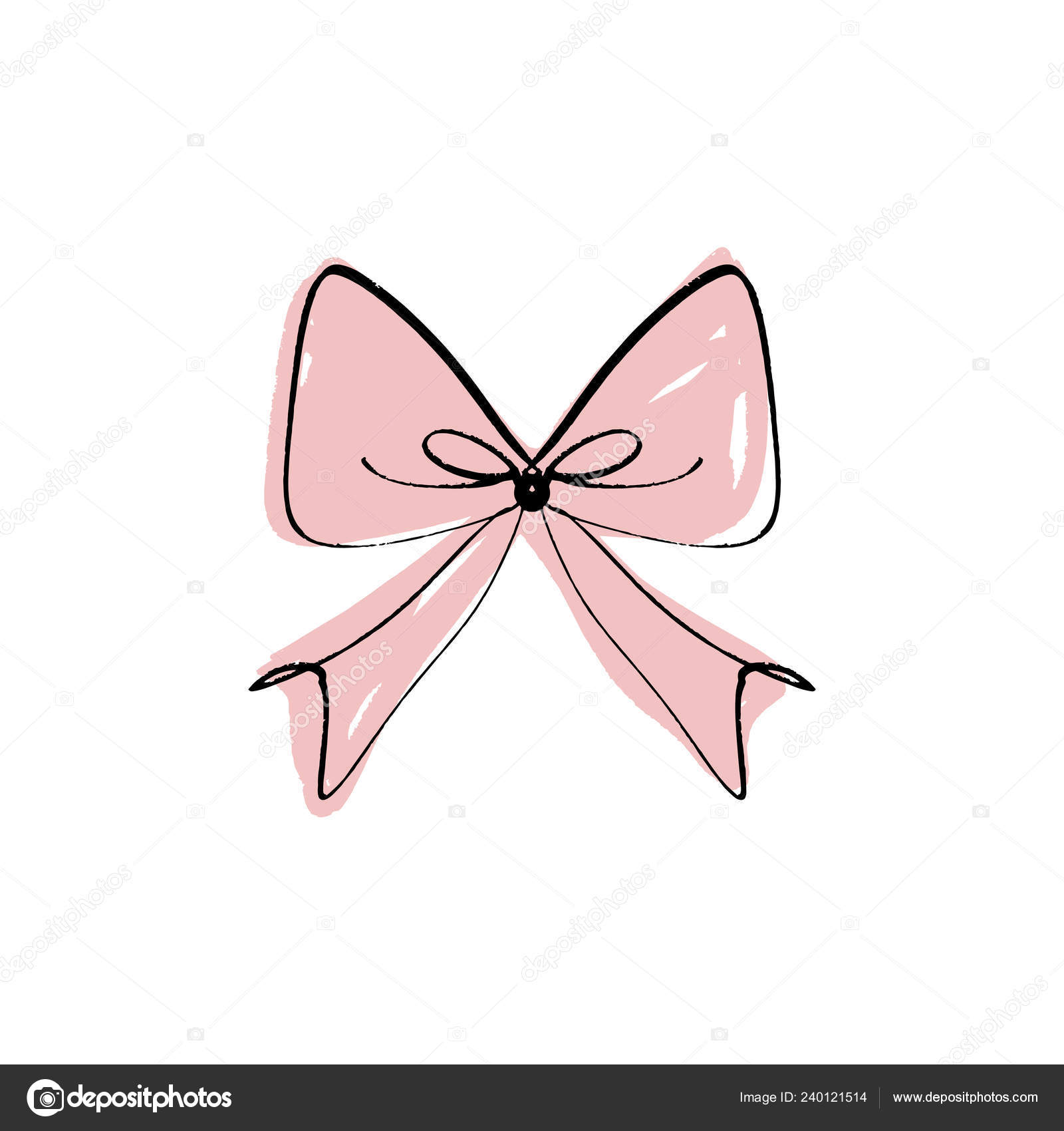 Pink Bow Ribbon Hand Drawing, Stock vector