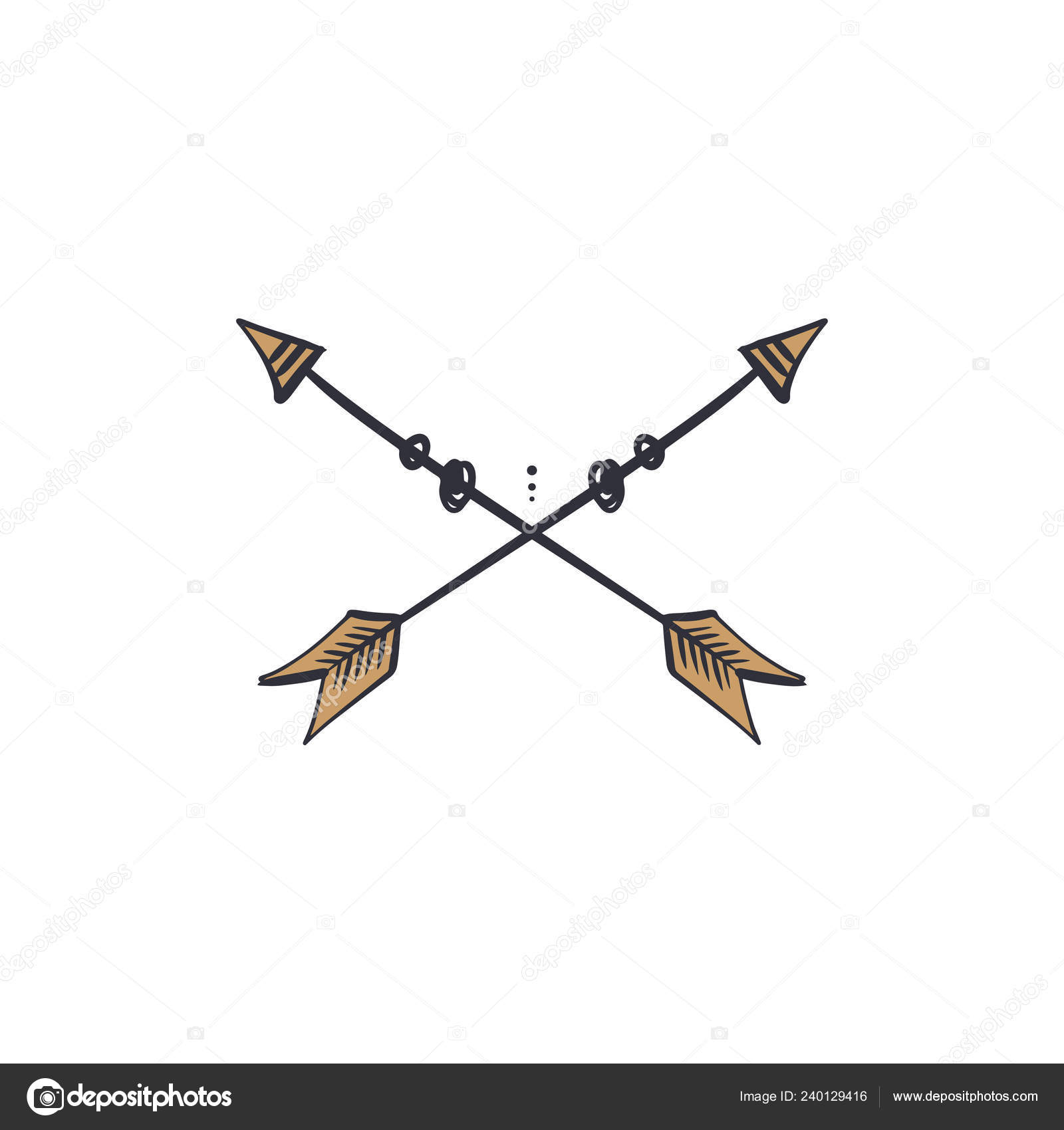 トライバル アート タトゥー 矢印ラベル 野生のロゴなど 自由奔放に生きるヒッピー イラスト スケッチの入れ墨 ストックベクター ©knstart  240129416, image size:1600x1700