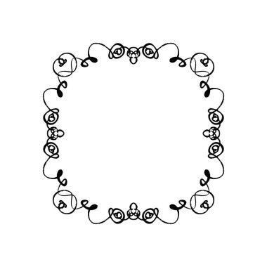 Süslü çerçeve dekor öğesi. Detaylı mürekkep siyah anahat zengin süsleme, Eps