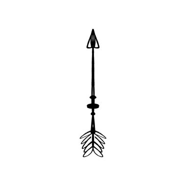 Ok süslü boho hippi kabile stili dövme siyah anahat. EPS