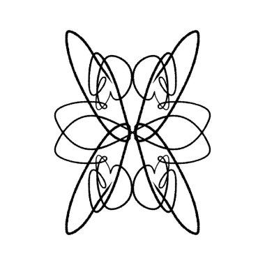 Zarif mürekkep hat simetrik model öğesi. Evrensel dekor öğesi. Elle çizilmiş kroki, vintage imza. Beyaz arka plan üzerinde Eps izole