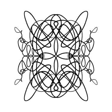 Zarif mürekkep hat simetrik model öğesi. Evrensel dekor öğesi. Elle çizilmiş kroki, vintage imza. Beyaz arka plan üzerinde Eps izole