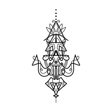 Desen flash dövme. Süslü tasarım öğeleri. Moda süsleme. Hint tasarım kümesi. Antistress boyama resmi