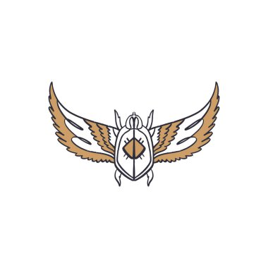 Antik Mısır sembolü, böcek. Öğe, anahat resim, çizgi resim böcek. Desen flash dövme. İyi uygulamaları ve web simgesi, t-shirt tasarım, çanta, telefon durumda ve daha fazlası için