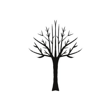 Krone ağaç, çıplak dalları, düşen yapraklar. Beyaz arka planda sürekli çizgi ağaç