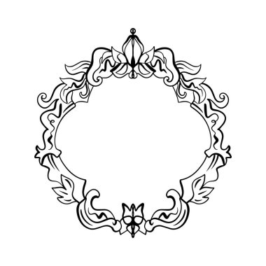 Retro zarif detaylı Barok çerçeve dekoratif detaylı zengin lüks süsleme, vintage grafik hat sanatı