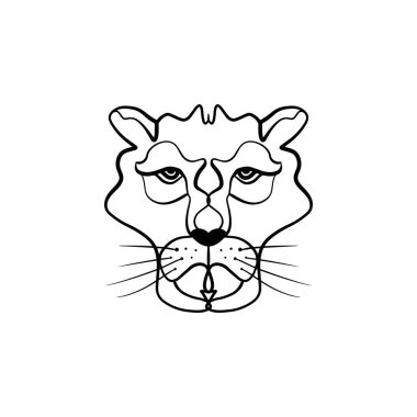 Dişi aslan hat sanat en az logo. Afrika totem, boho style, flash dövme tasarım. T-shirt tasarımı, çanta, telefon durumda, Oda poster ve kartpostal için iyi