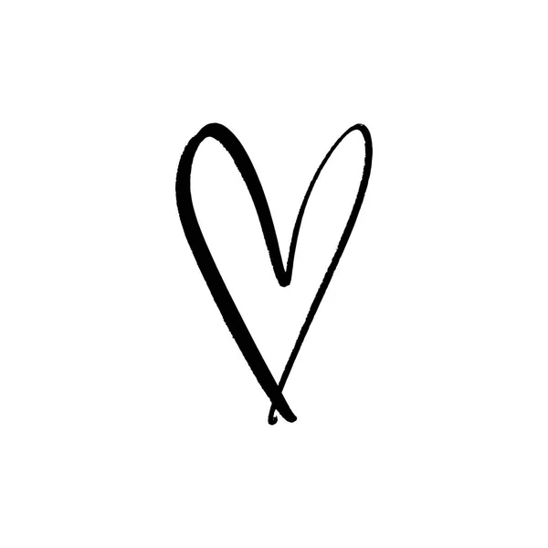 Dibuja Mano Tinta Simple Lindo Corazón Ilustración Símbolo Amor Elemento — Archivo Imágenes Vectoriales