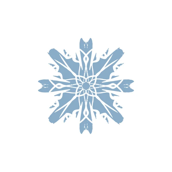 Floco Neve Silhueta Cor Azul Vetorial Desenho Tinta Estilizada Pintura — Vetor de Stock