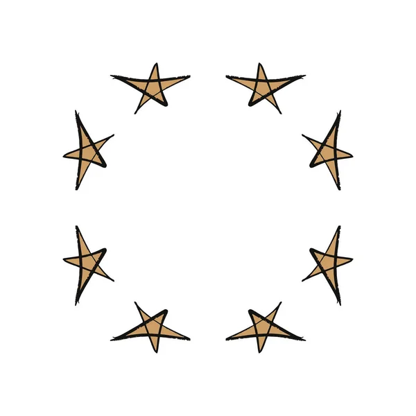 Украшенный Элемент Декора Рамы Звездами Детальный Орнамент Eps — стоковый вектор