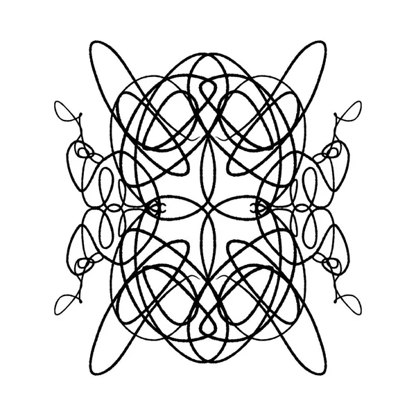 エレガントなインク書道の対称的なパターンの要素 普遍的な装飾要素 手描きのスケッチ ビンテージの署名 白い背景に Eps に分離 — ストックベクタ