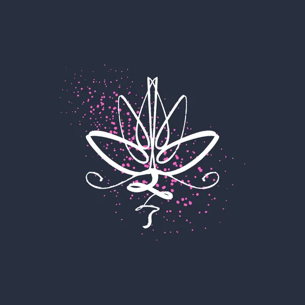 Lotus flower line art, harmony and Universe symbol, sacred geometry. Ayurveda and balance theme. Antistress picture. Isolated editable illustration. Icon for web and apps