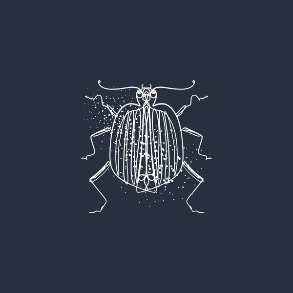 Handgezeichnete Weiße Tinte Beetle Line Art Skizze Tattoo Art Eps — Stockvektor